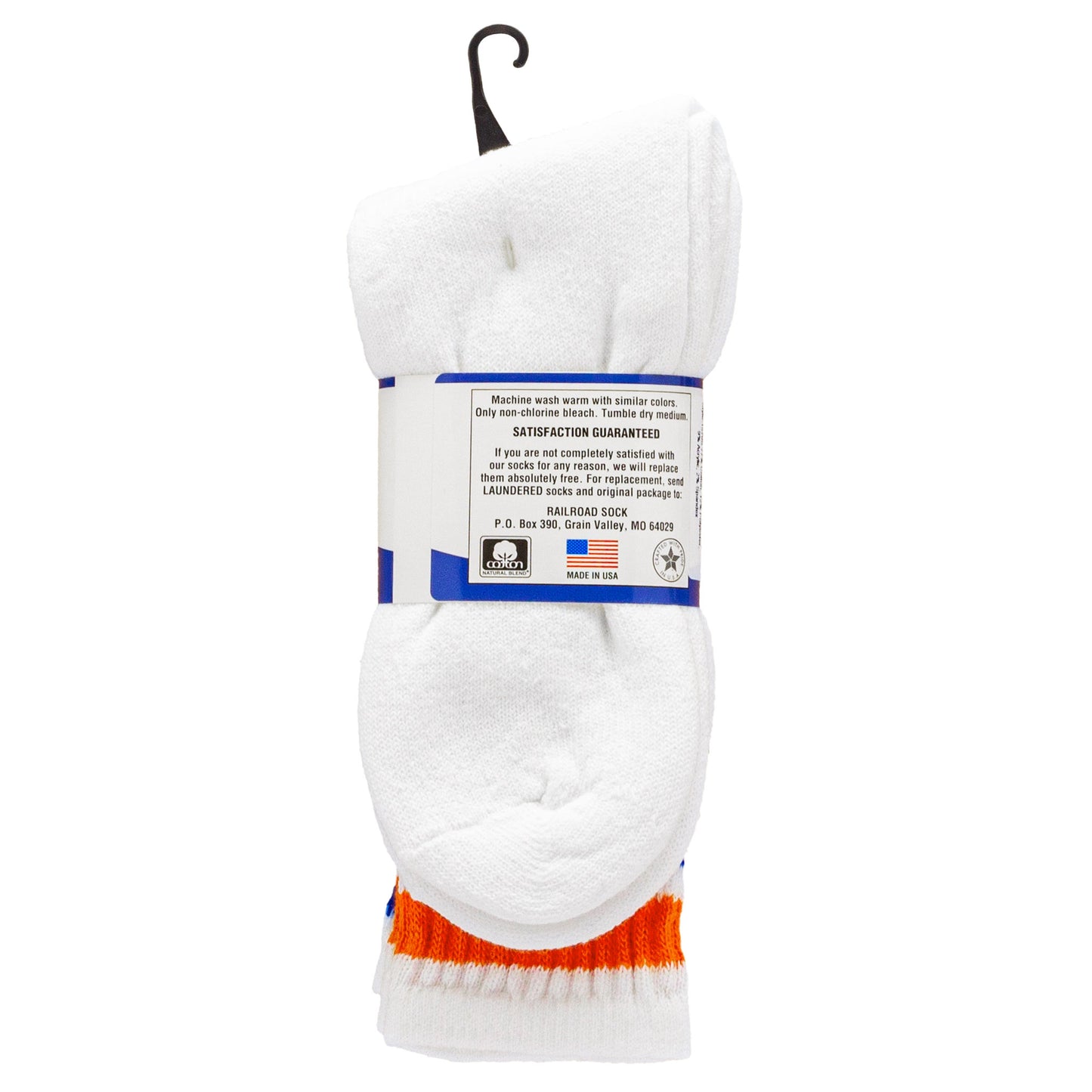 Team Spirit Striped Crew Socks (2pr) - Orange/Blue