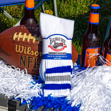 Team Spirit Striped Crew Socks (2pr) - Blue/Silver