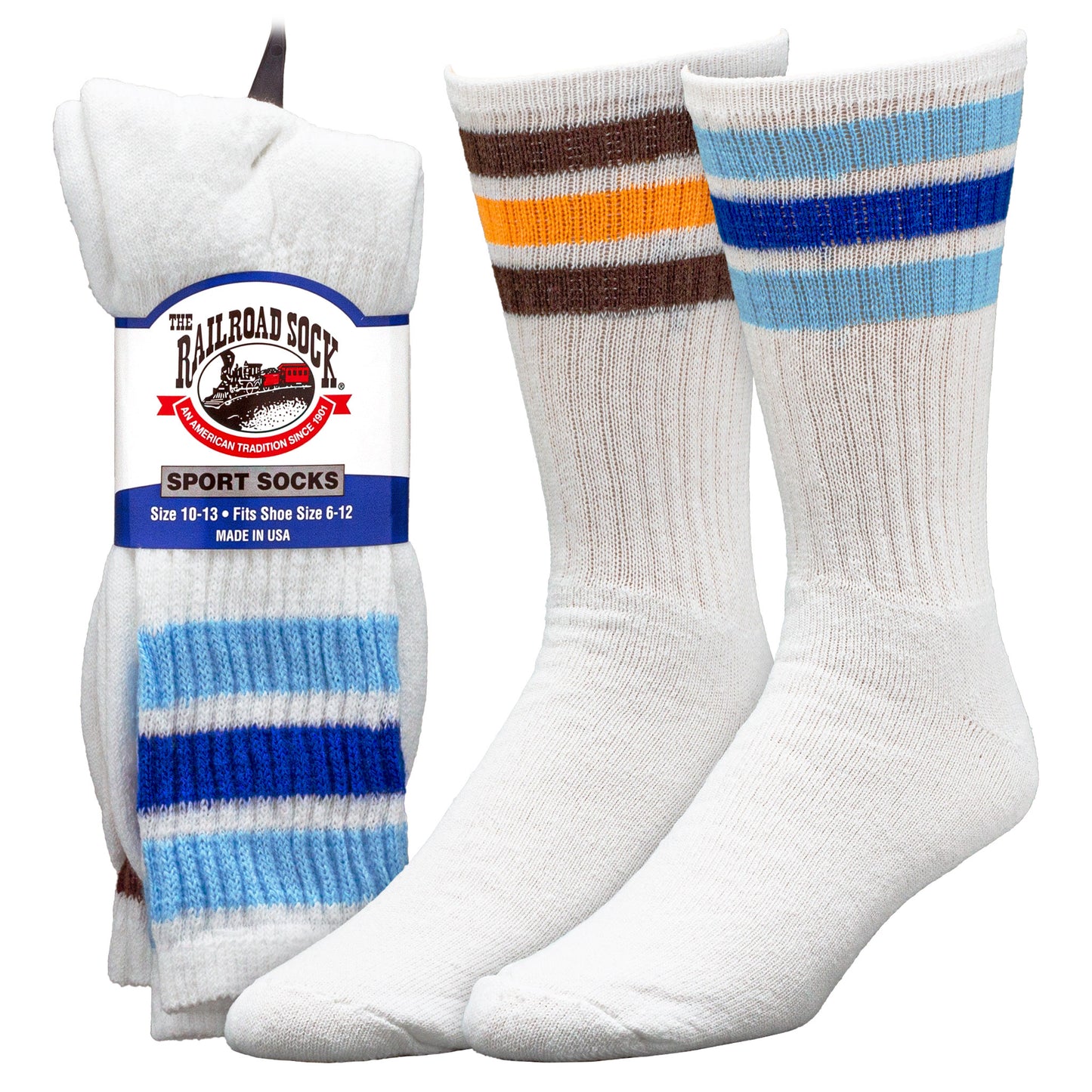 Men's "Americana" Striped Crew Socks (2pr)