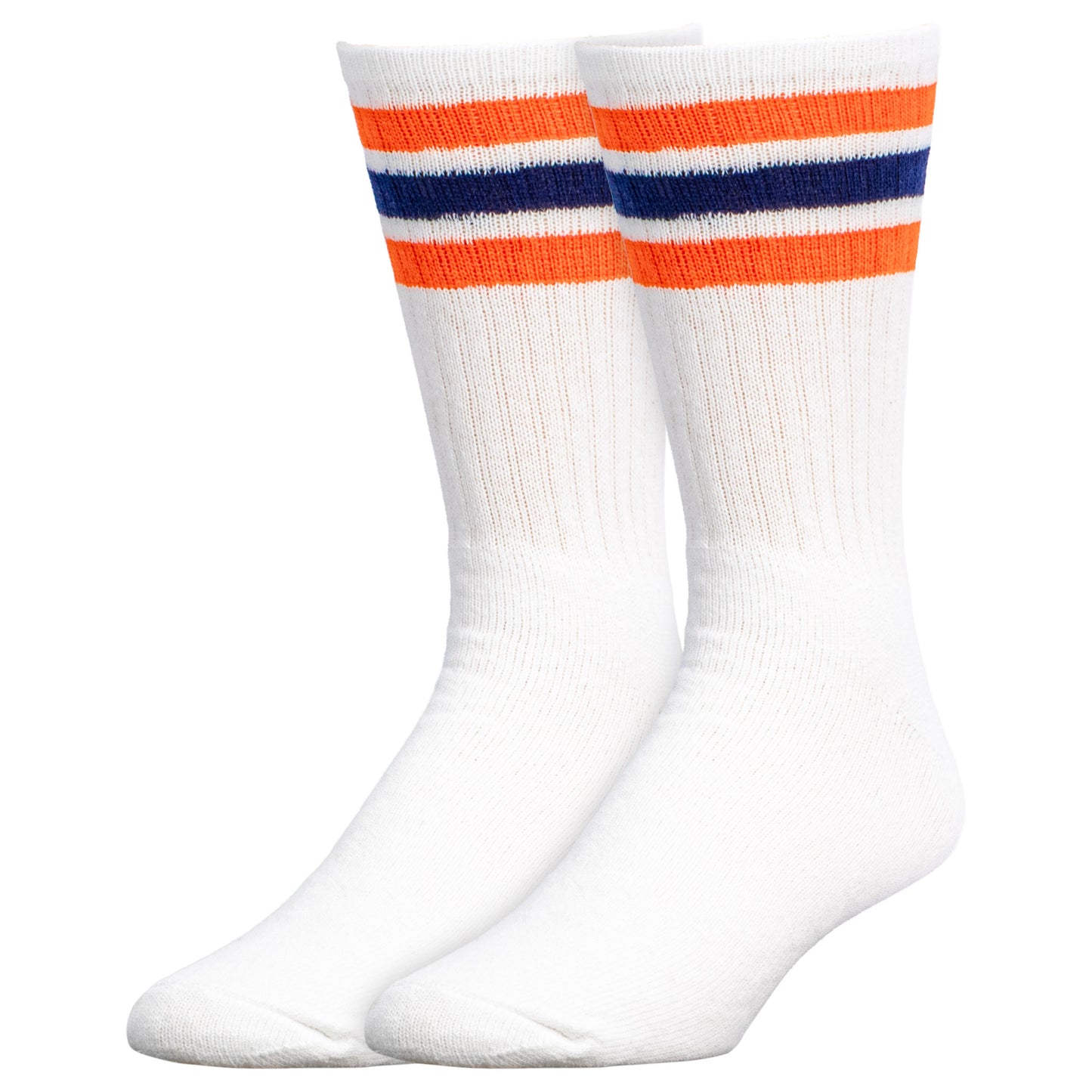 Team Spirit Striped Crew Socks (2pr) - Midnight Blue/Orange