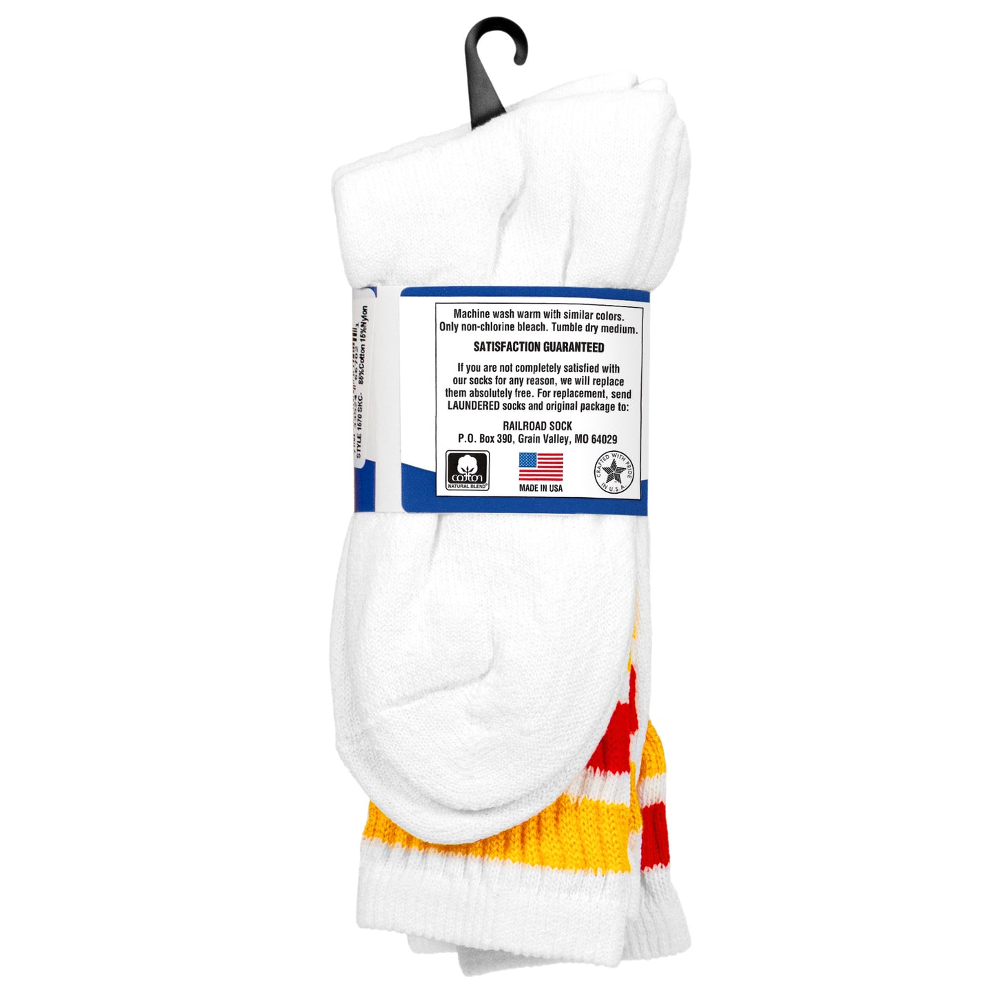 Team Spirit Striped Crew Socks (2pr) - Red/Gold