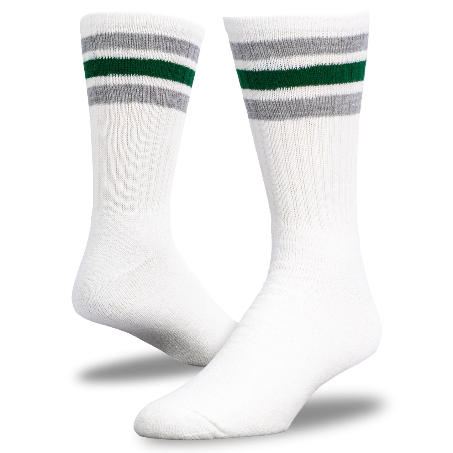Team Spirit Striped Crew Socks (2pr) - Midnight Green/Silver