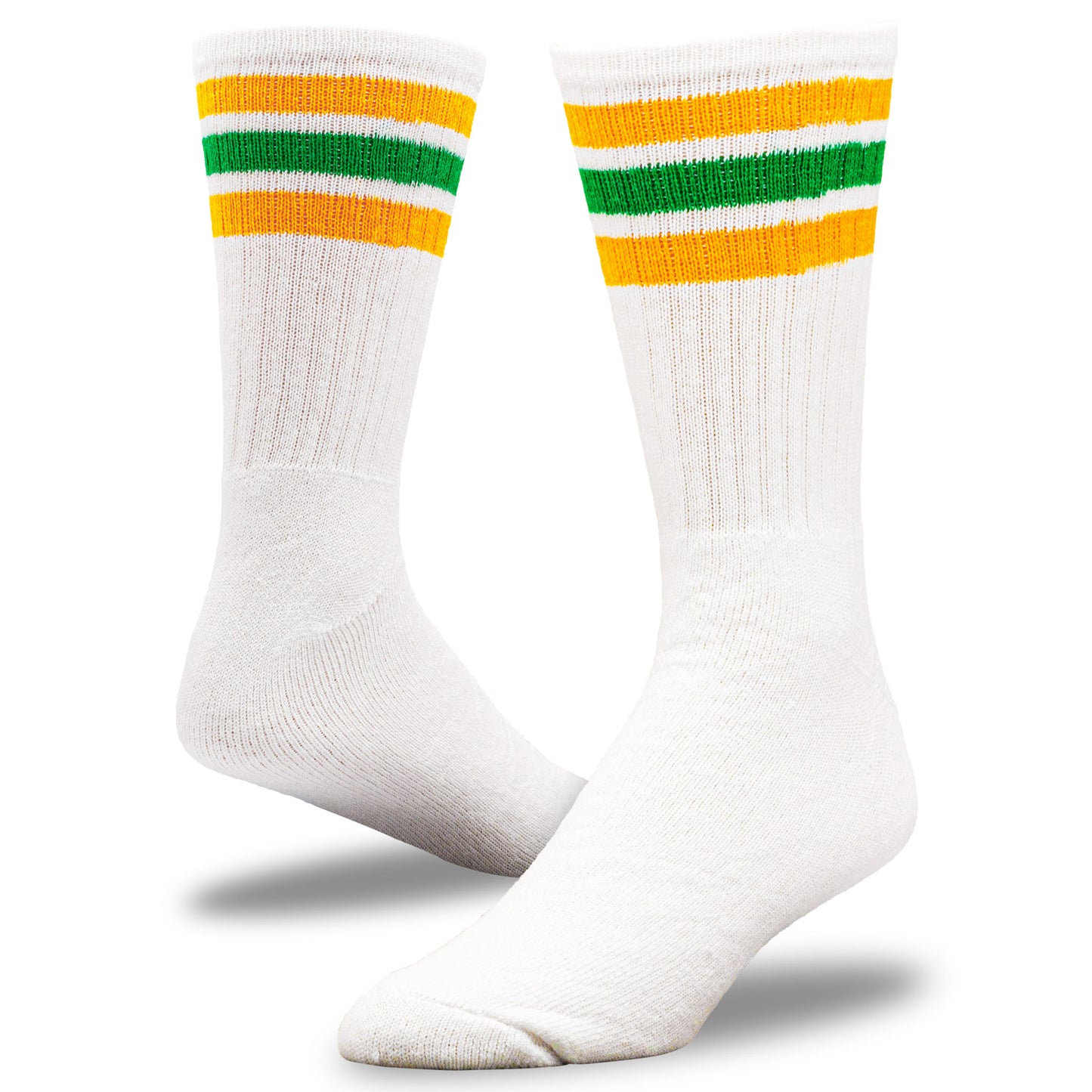 Team Spirit Striped Crew Socks (2pr) - Yellow/Green