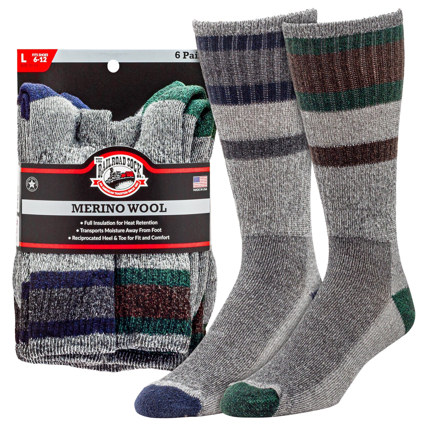 Men's Merino Wool Crew Socks (6pr)