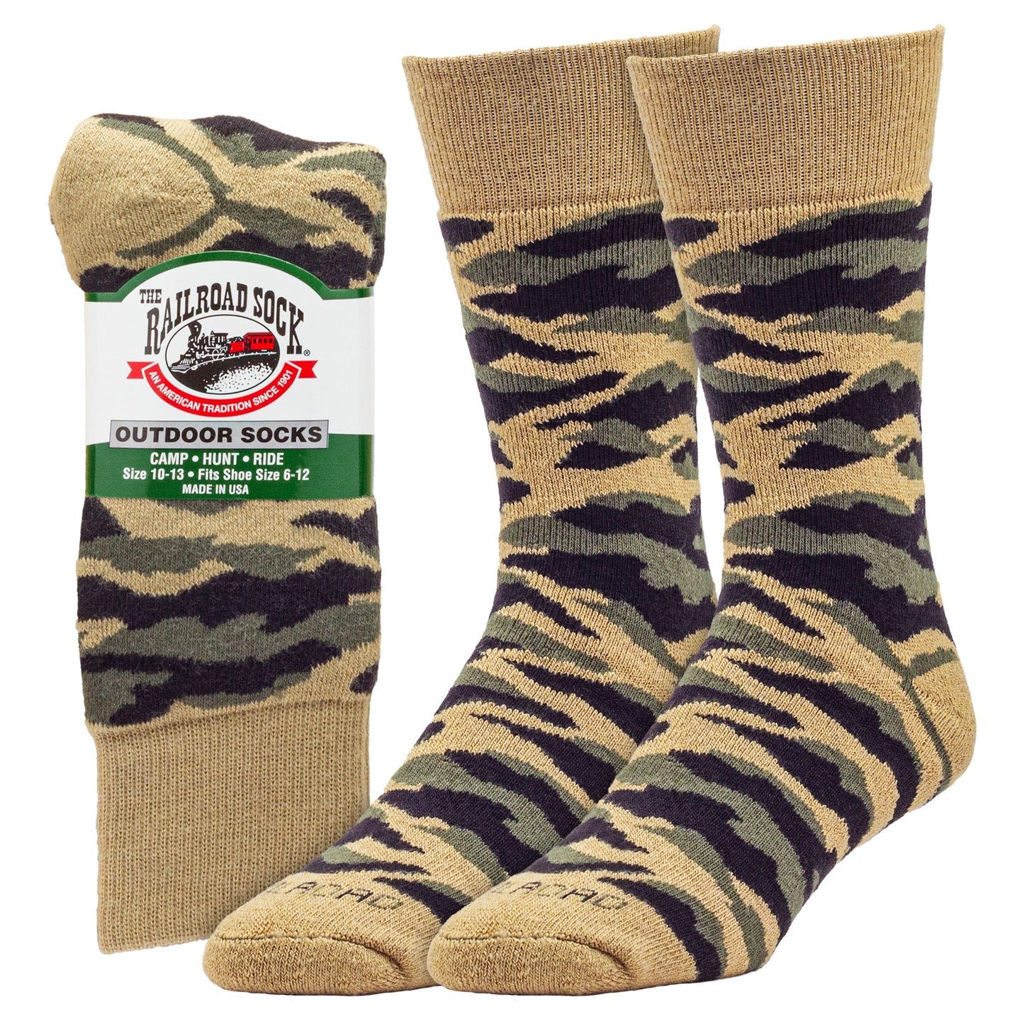 Camo Hunting Crew Socks - Sand (1pr)