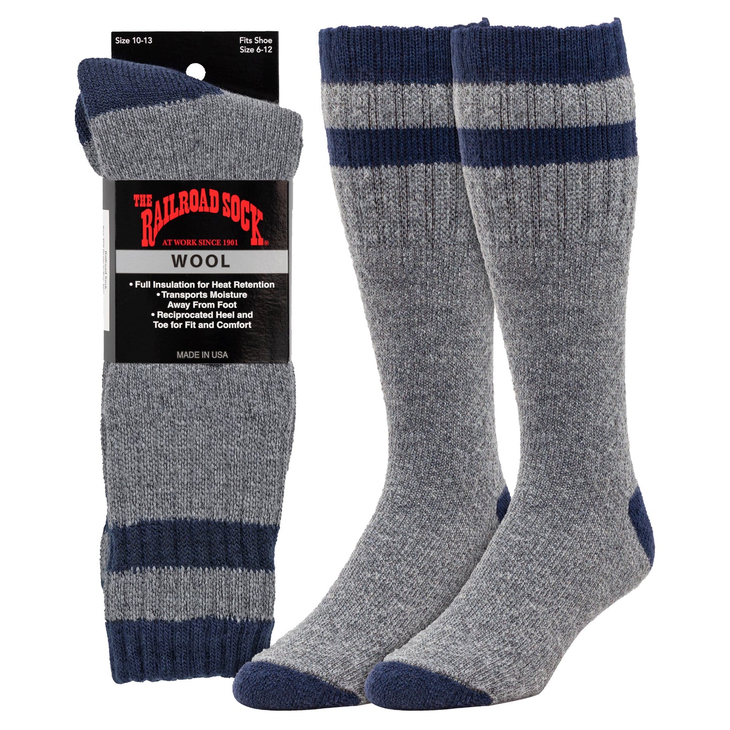 Men's Outdoor Striped Wool Boot Socks (1pr)
