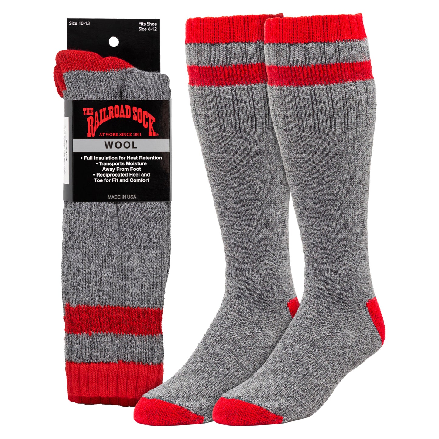 Men's Outdoor Striped Wool Boot Socks (1pr)