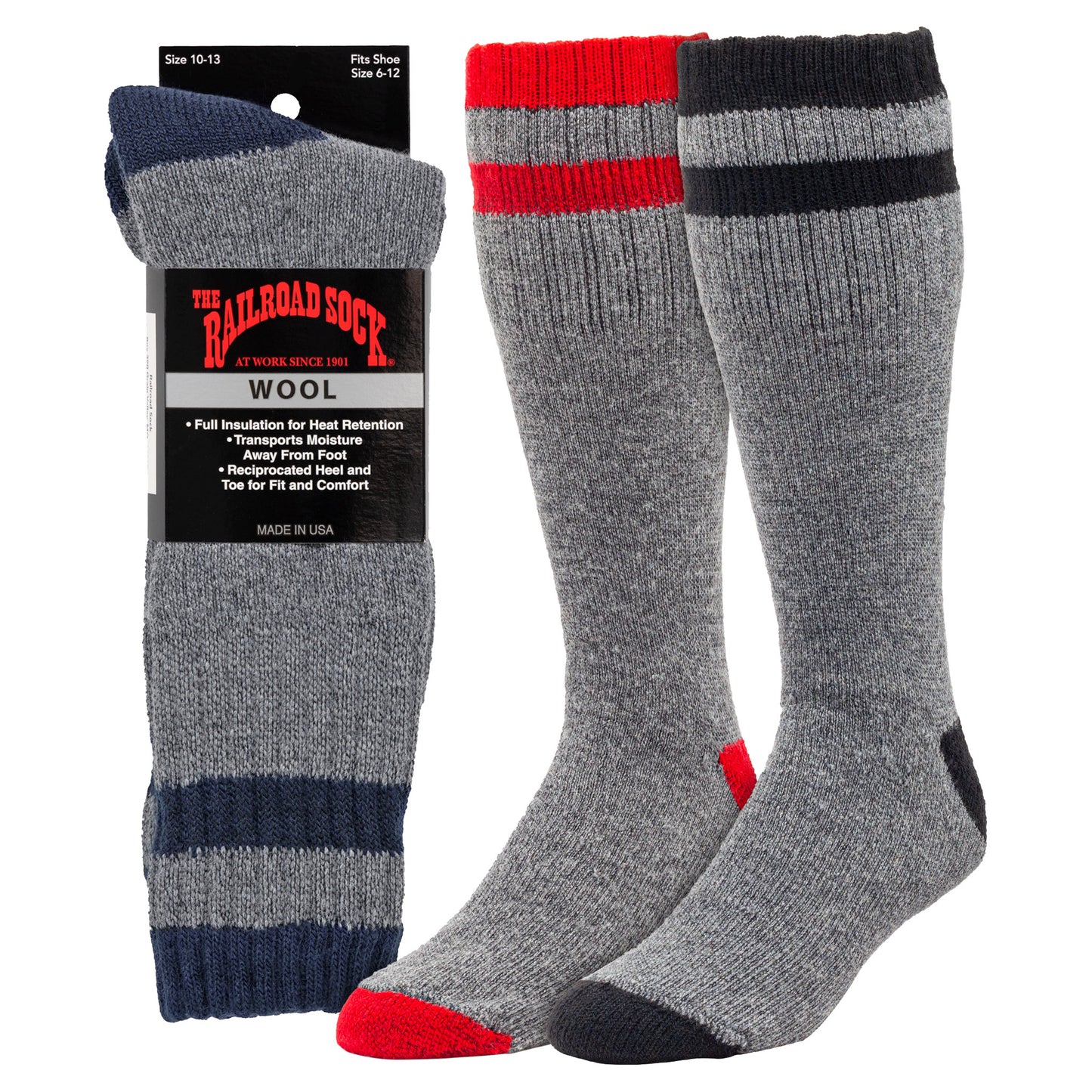 Men's Outdoor Striped Wool Boot Socks (1pr)