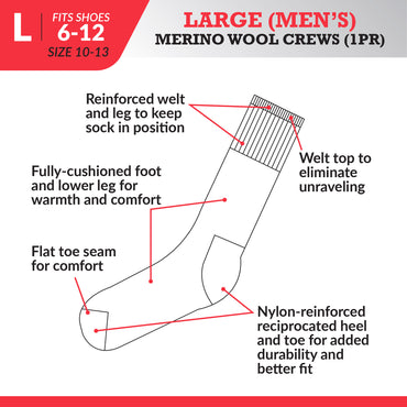 Men's Merino Wool Crew Socks (1pr)