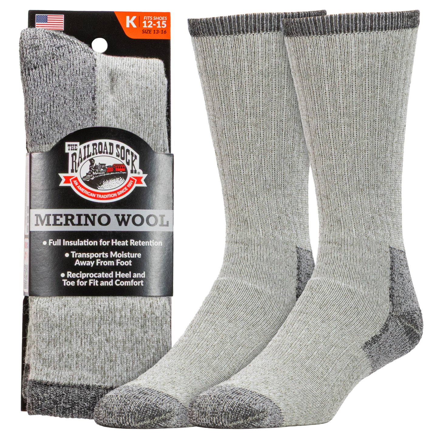 King Size Merino Wool Crew Socks (1pr)
