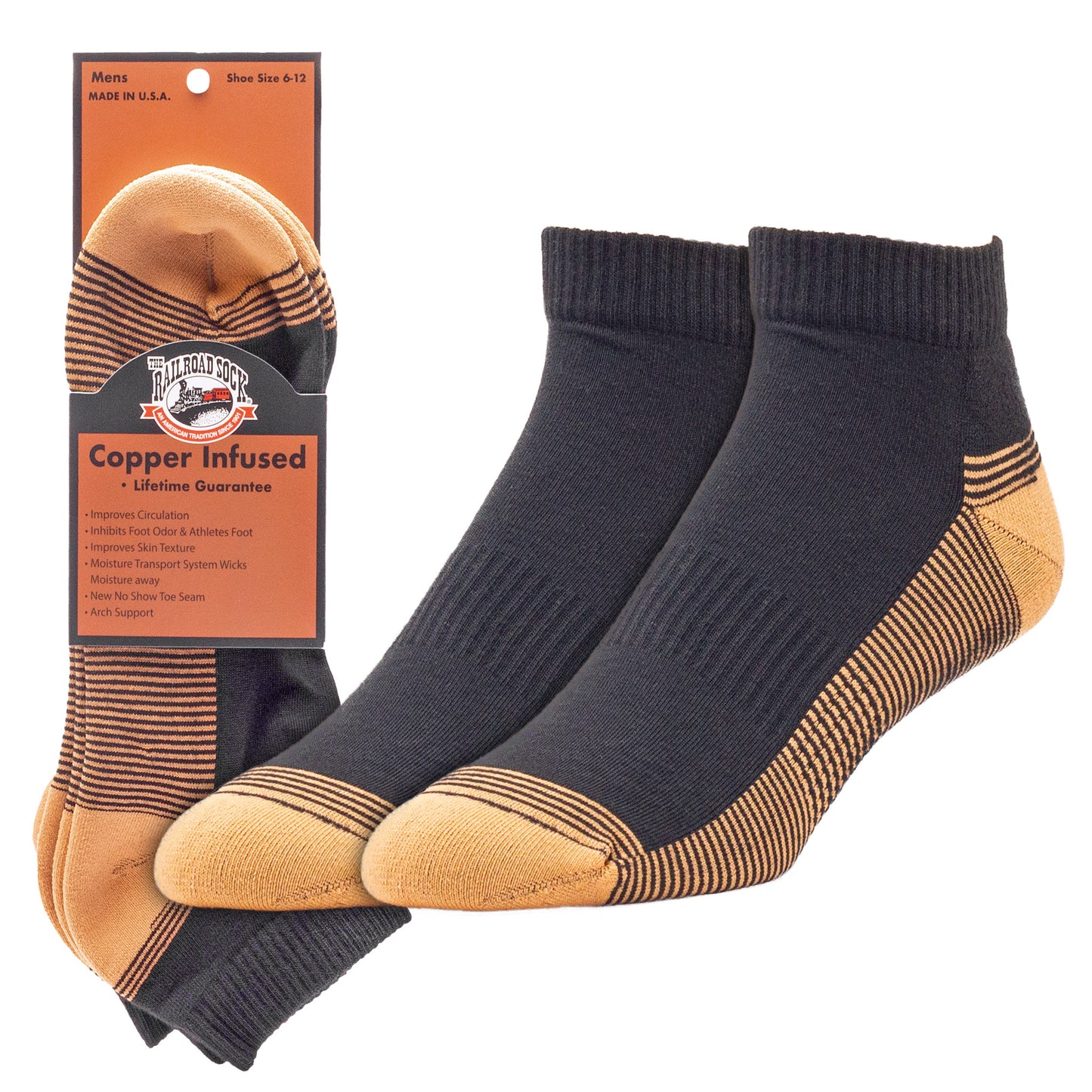 Men's Copper Infused Quarter Socks (2pr)