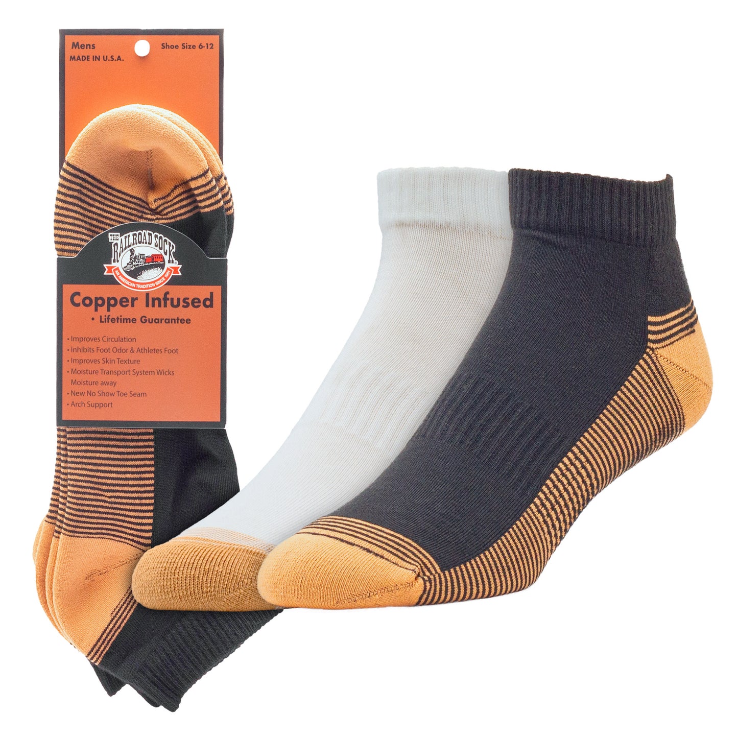 Men's Copper Infused Quarter Socks (2pr)