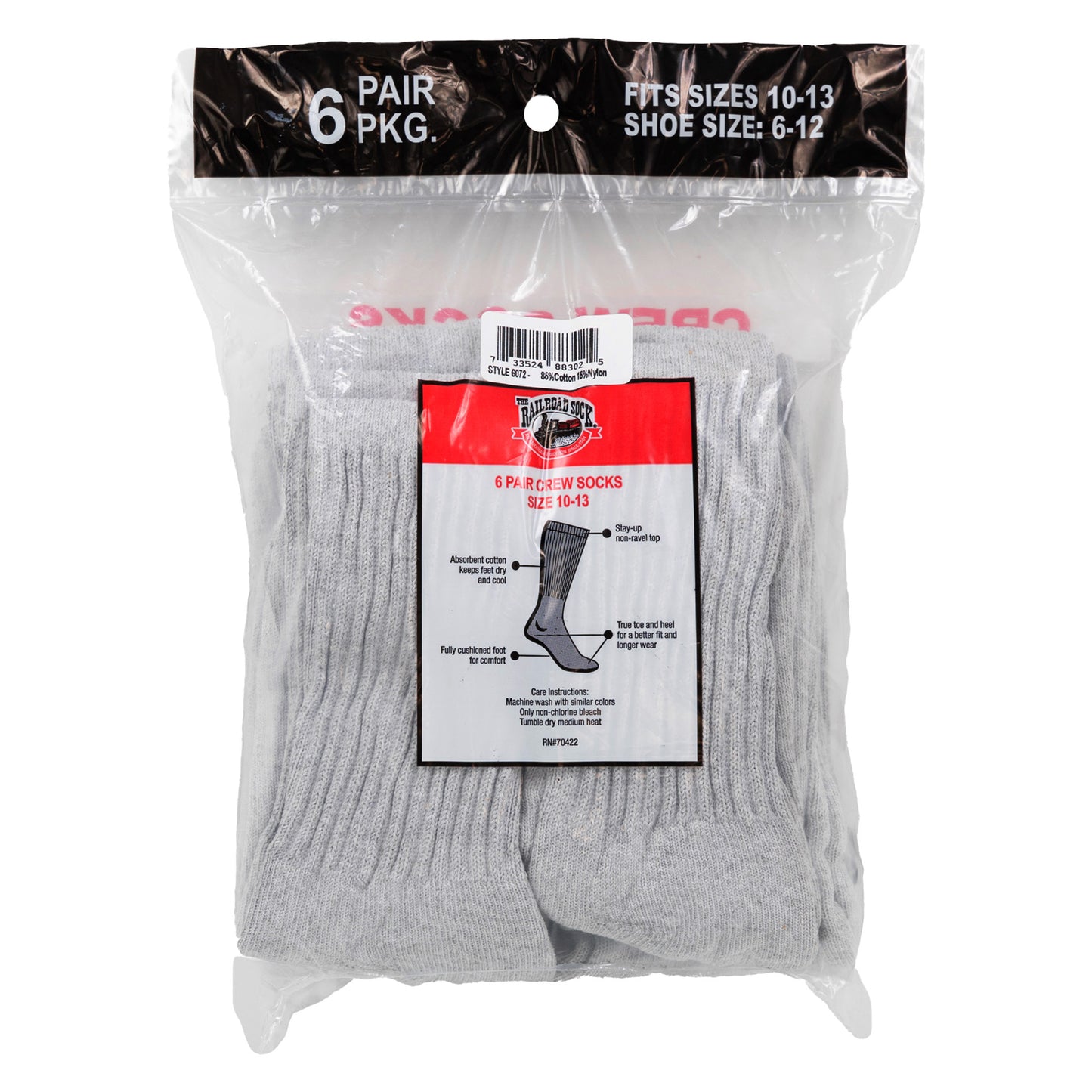 Men's Solid Crew Socks (6pr)