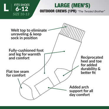 "The Twisted Brother" Outdoor Crew Socks (1pr)