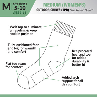 "The Twisted Sister" Outdoor Crew Socks (1pr)