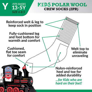 Kid's Polar Wool Crew Socks (2pr)