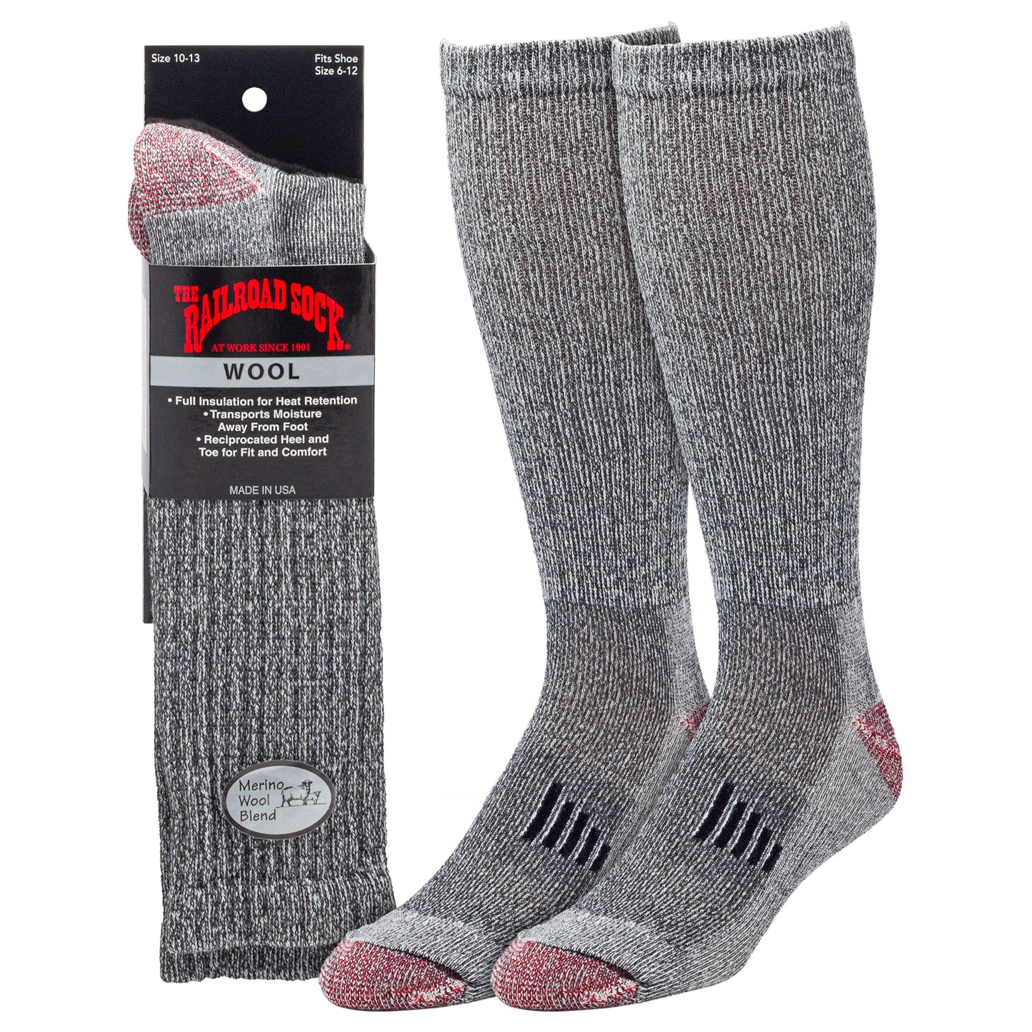 Large Over-the-Calf Merino Wool Socks (1pr)