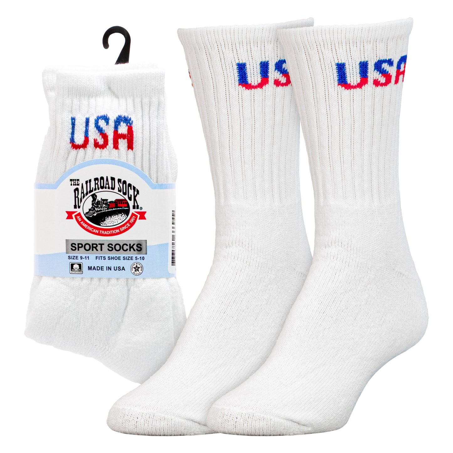 Medium Patriotic USA Crew Socks (2pr)