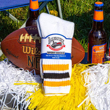 Team Spirit Striped Crew Socks (2pr) - Black/Gold