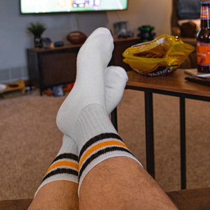 Team Spirit Striped Crew Socks (2pr) - Black/Gold