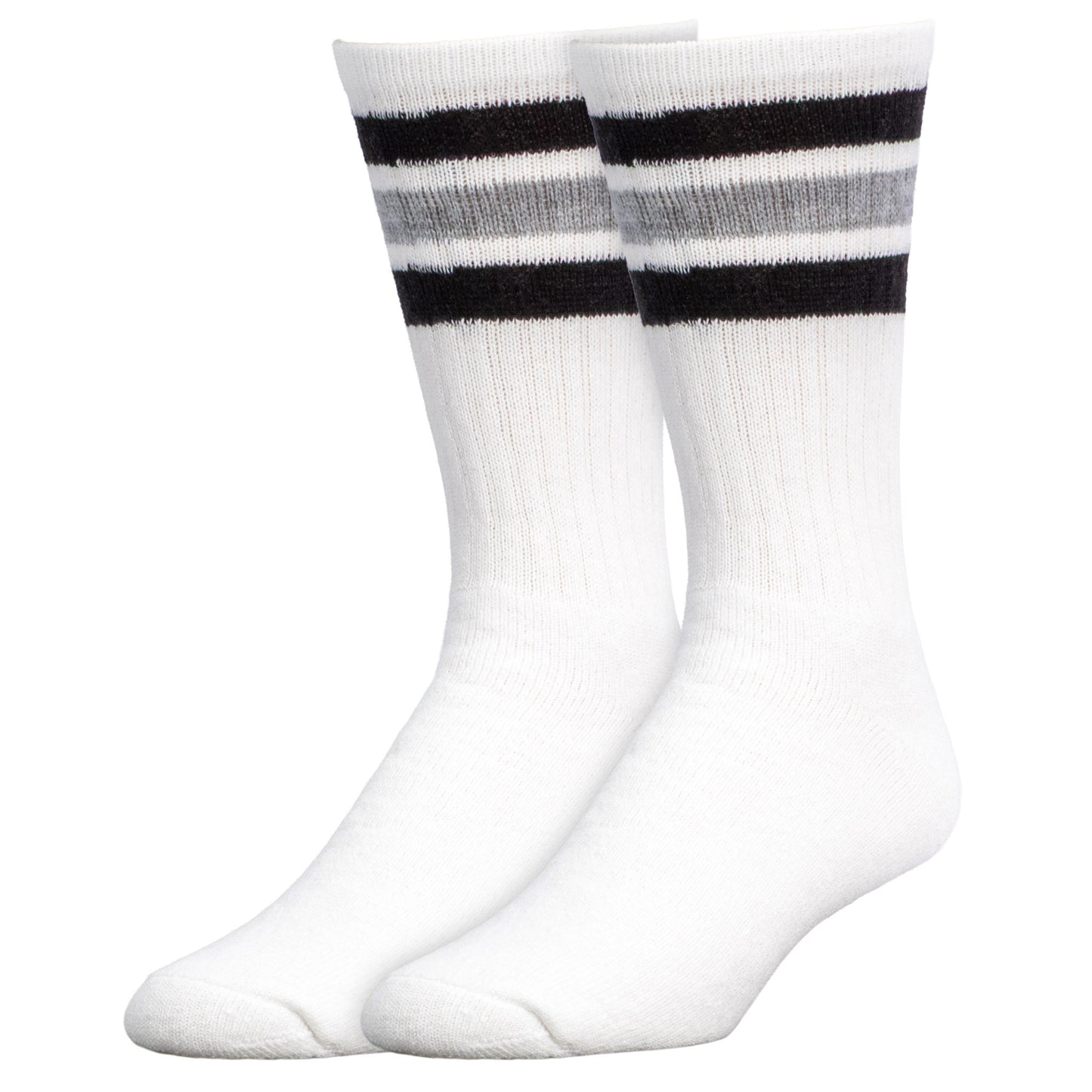 Team Spirit Striped Crew Socks (2pr) - Black/Silver