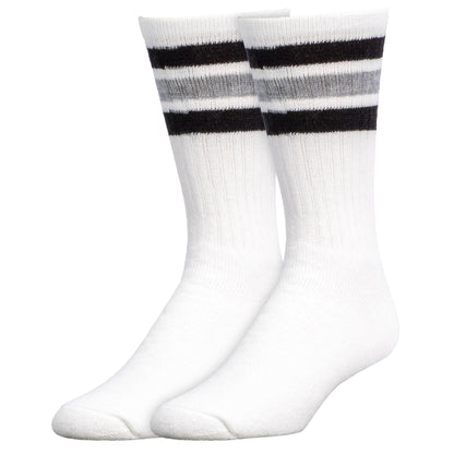 Team Spirit Striped Crew Socks (2pr) - Black/Silver