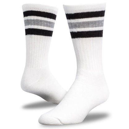 Team Spirit Striped Crew Socks (2pr) - Black/Silver