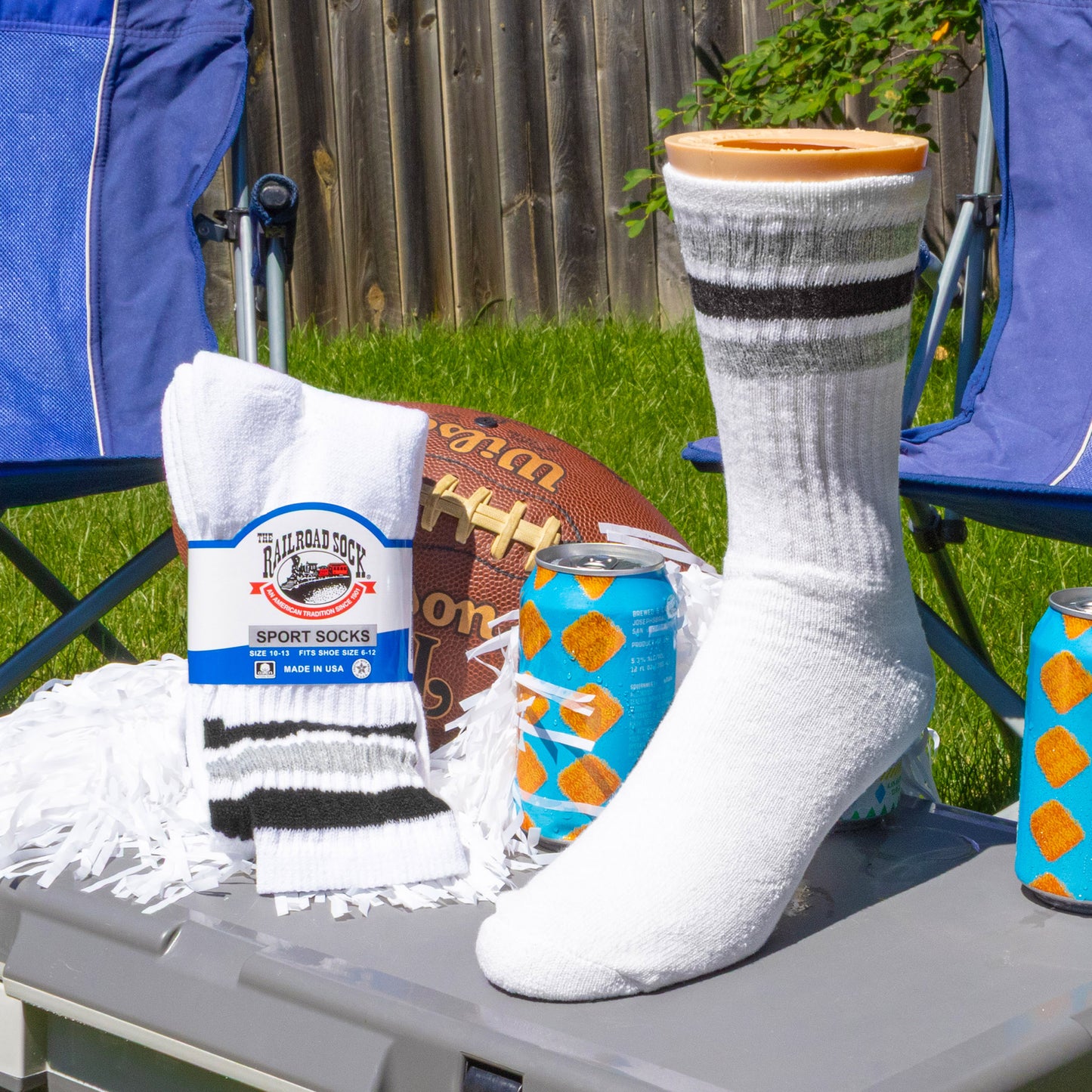Team Spirit Striped Crew Socks (2pr) - Black/Silver