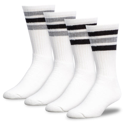 Team Spirit Striped Crew Socks (2pr) - Black/Silver