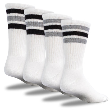 Team Spirit Striped Crew Socks (2pr) - Black/Silver