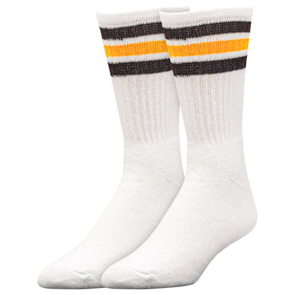 Team Spirit Striped Crew Socks (2pr) - Black/Gold
