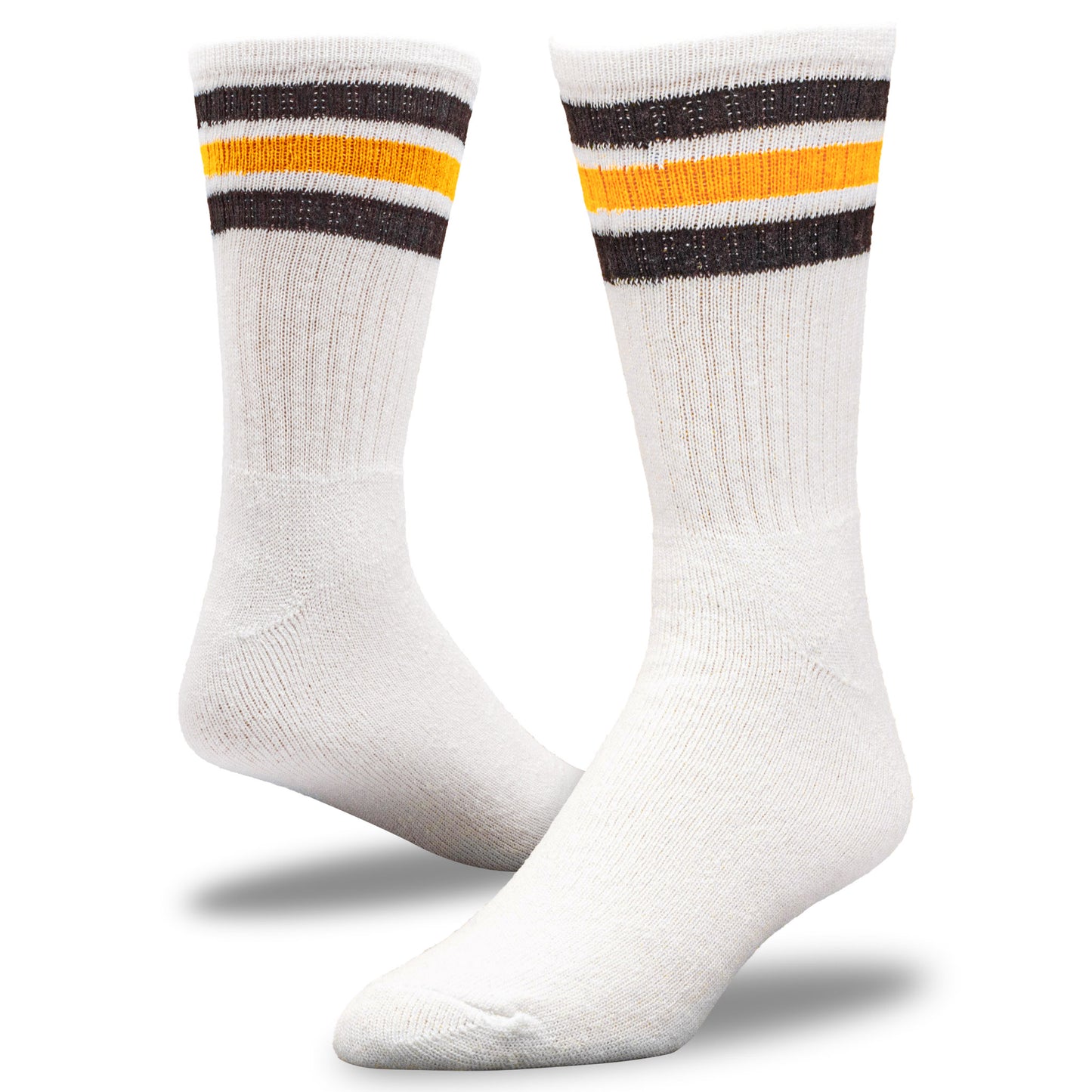Team Spirit Striped Crew Socks (2pr) - Black/Gold