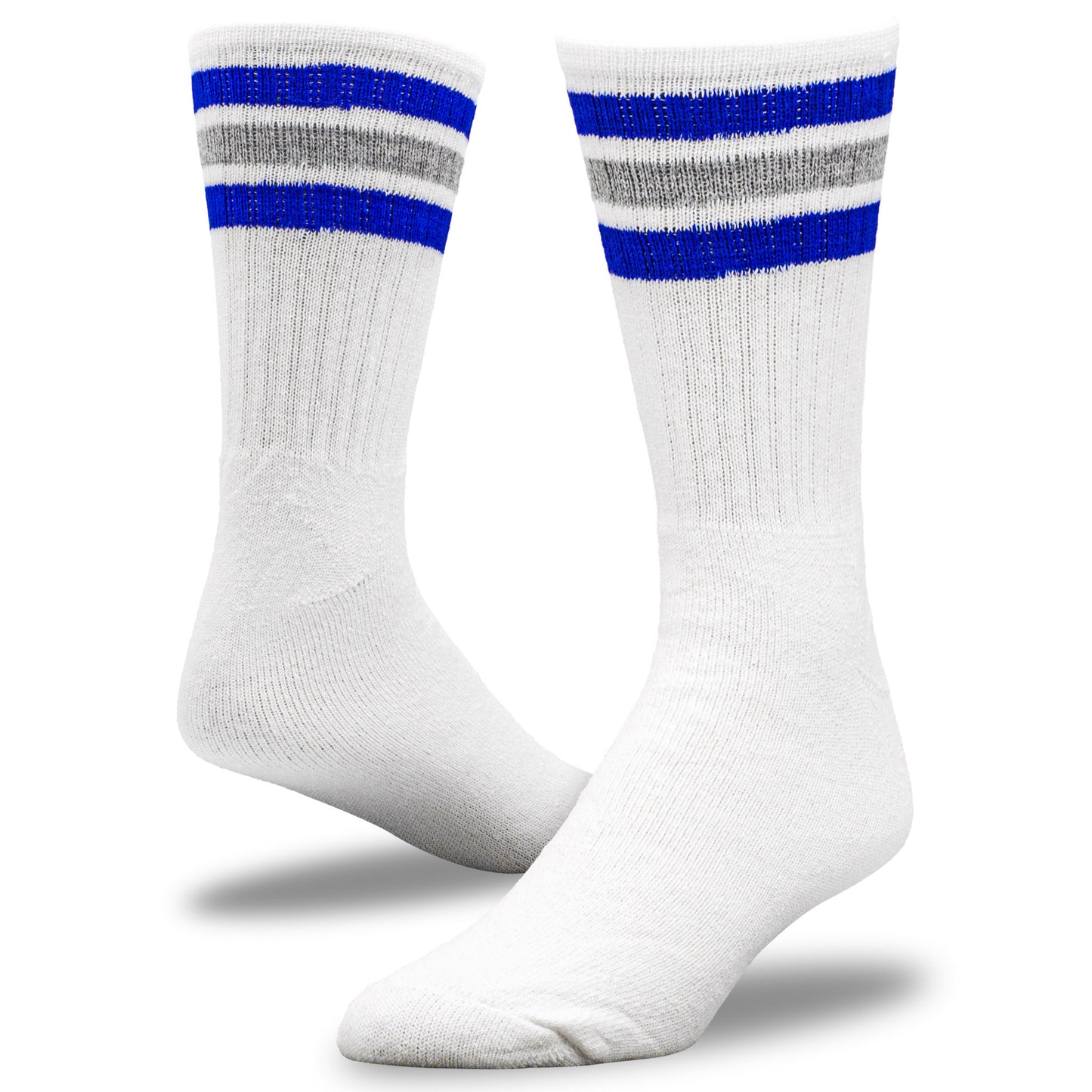 Team Spirit Striped Crew Socks (2pr) - Blue/Silver