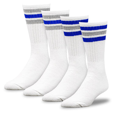 Team Spirit Striped Crew Socks (2pr) - Blue/Silver