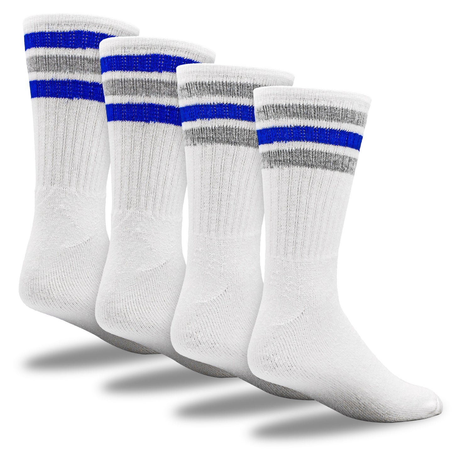 Team Spirit Striped Crew Socks (2pr) - Blue/Silver