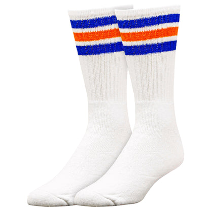 Team Spirit Striped Crew Socks (2pr) - Orange/Blue