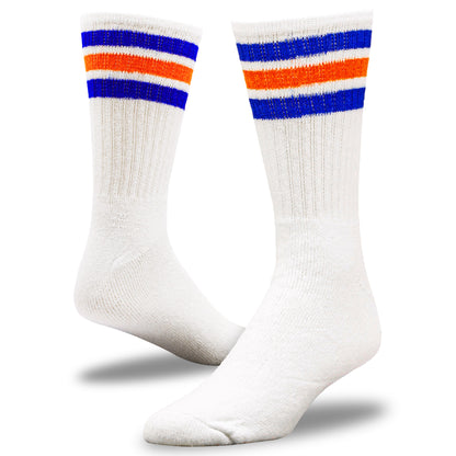 Team Spirit Striped Crew Socks (2pr) - Orange/Blue