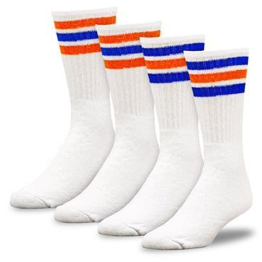 Team Spirit Striped Crew Socks (2pr) - Orange/Blue