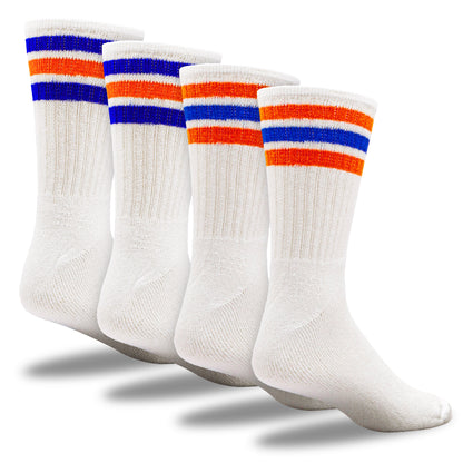 Team Spirit Striped Crew Socks (2pr) - Orange/Blue