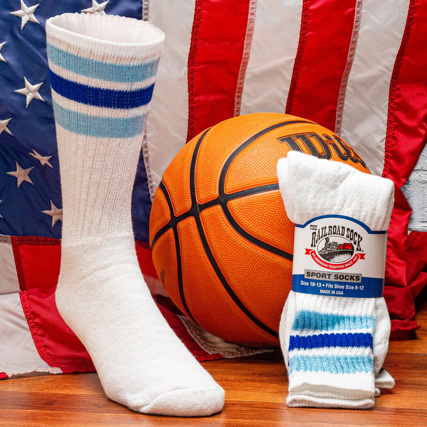 Men's "Americana" Striped Crew Socks (2pr)