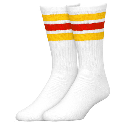 Team Spirit Striped Crew Socks (2pr) - Red/Gold
