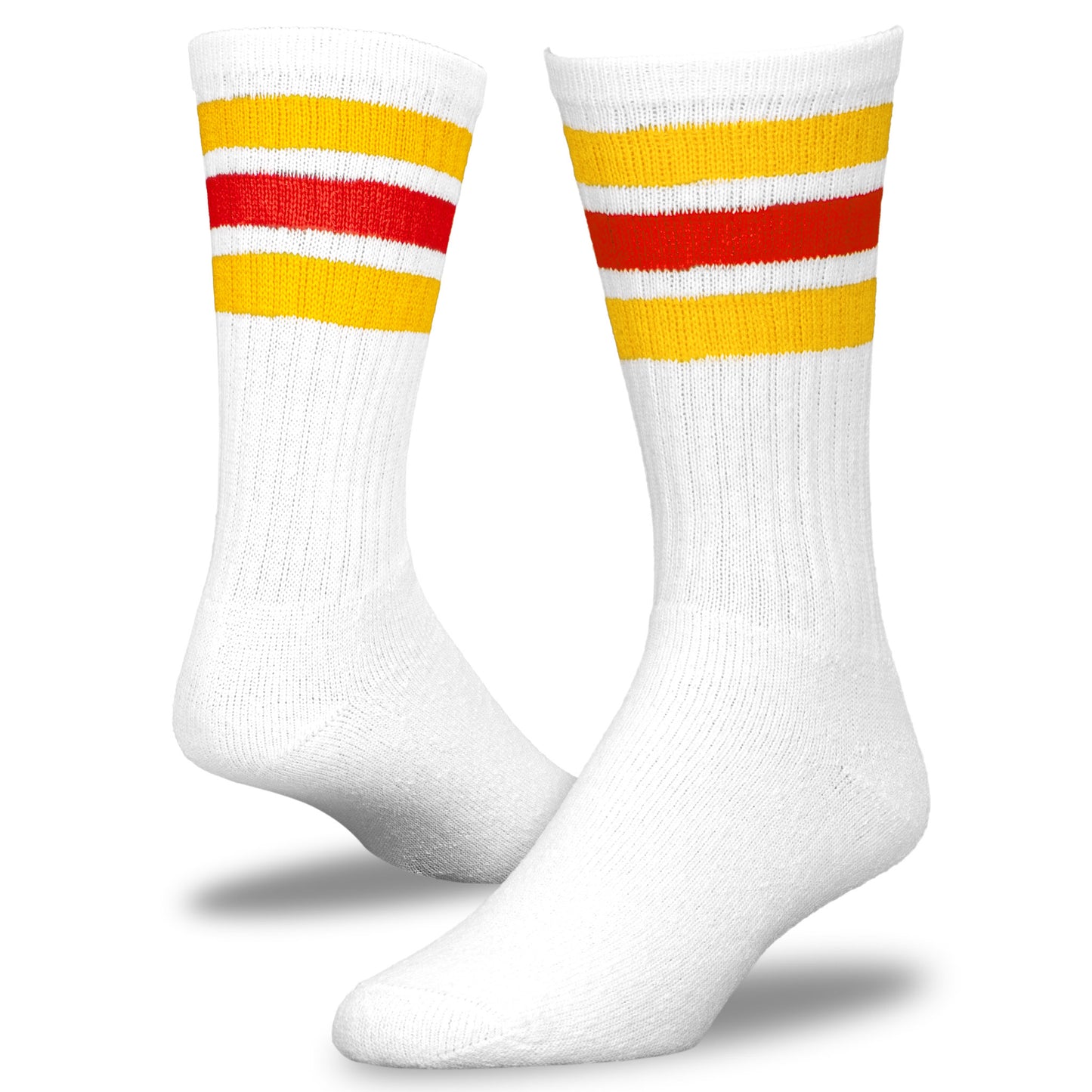 Team Spirit Striped Crew Socks (2pr) - Red/Gold