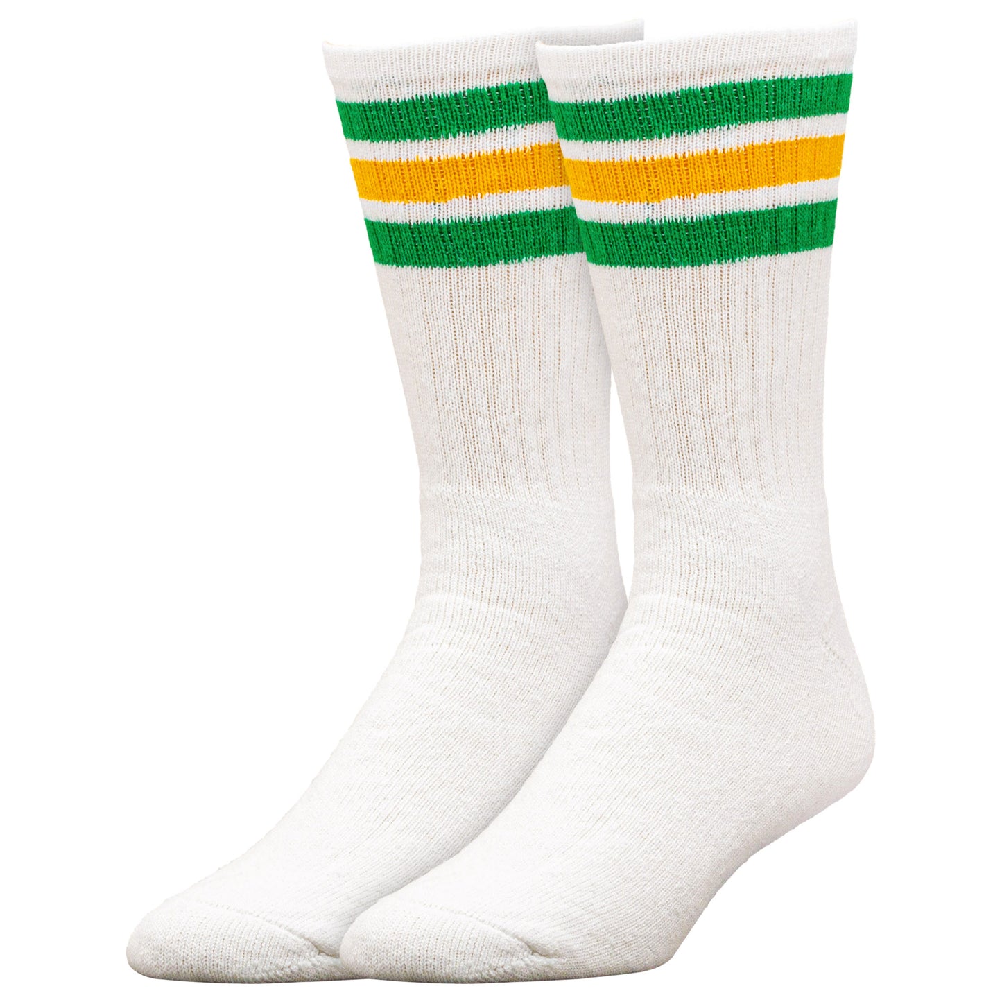 Team Spirit Striped Crew Socks (2pr) - Yellow/Green