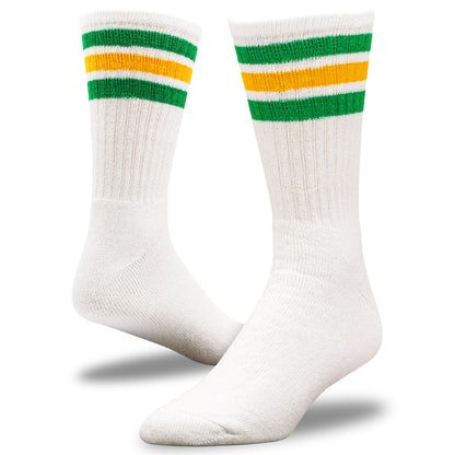 Team Spirit Striped Crew Socks (2pr) - Yellow/Green