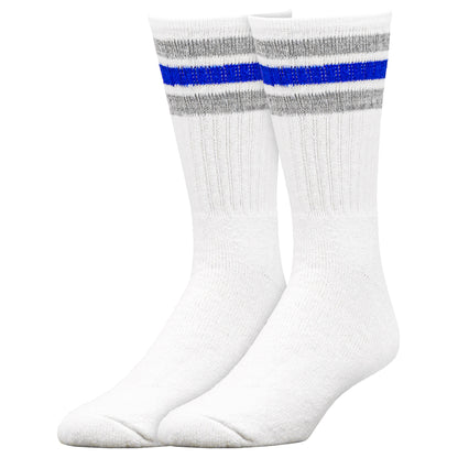 Team Spirit Striped Crew Socks (2pr) - Blue/Silver
