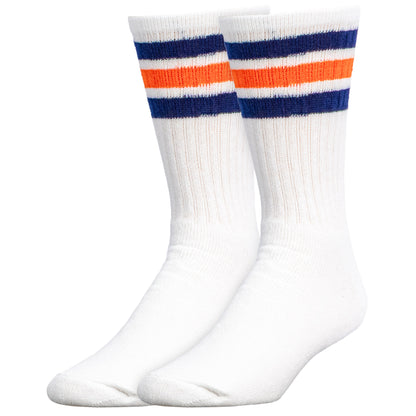 Team Spirit Striped Crew Socks (2pr) - Midnight Blue/Orange