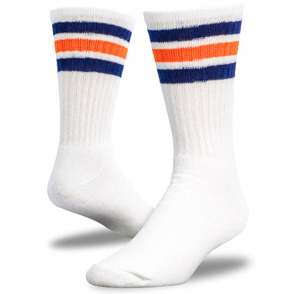 Team Spirit Striped Crew Socks (2pr) - Midnight Blue/Orange