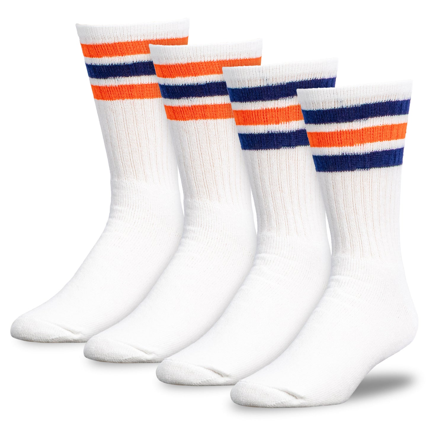 Team Spirit Striped Crew Socks (2pr) - Midnight Blue/Orange