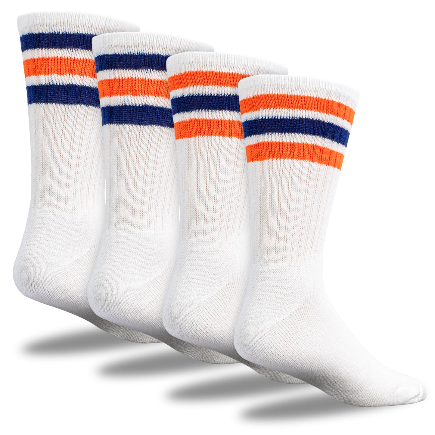 Team Spirit Striped Crew Socks (2pr) - Midnight Blue/Orange