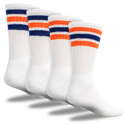 Team Spirit Striped Crew Socks (2pr) - Midnight Blue/Orange